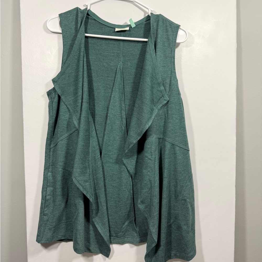 LOGO Size S Sleeveless Teal Drape Top Cardigan